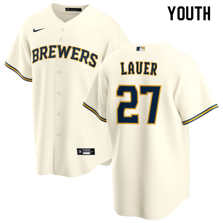 Nike Youth #27 Eric Lauer Milwaukee Brewers Baseball Jerseys Sale-Cream